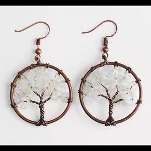 Wire Tree Earrings with Clear quartz